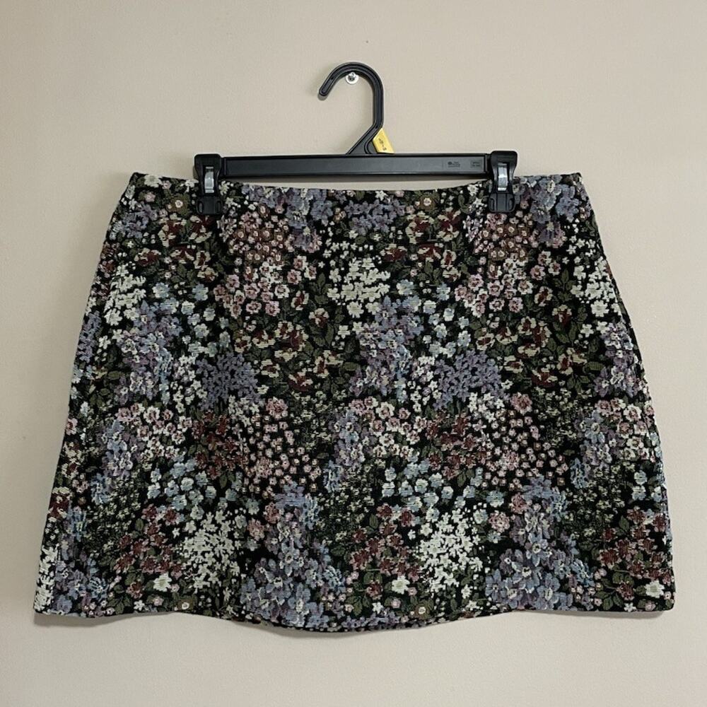 NWT High Rise Jacquard Mini Skirt Tapestry Floral Preppy Women's Size 12